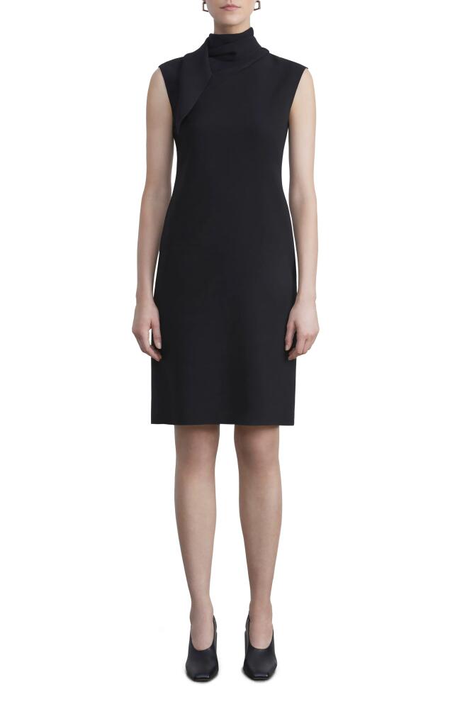 Lafayette 148 New York Scarf Detail Sleeveless Crepe Sheath Dress in Black Cover