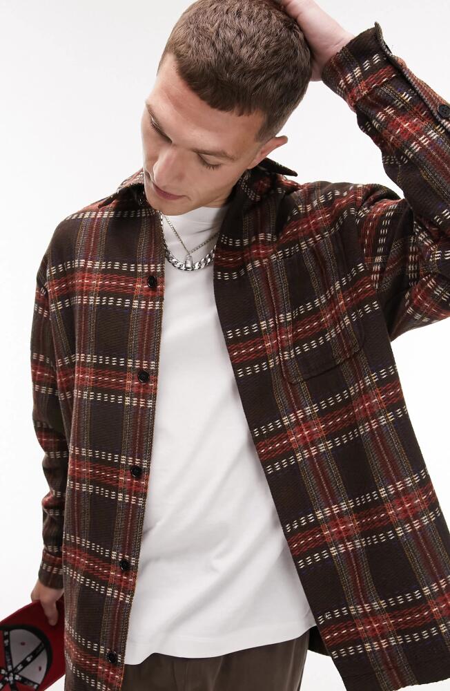 Topman Plaid Overshirt in Brown Cover