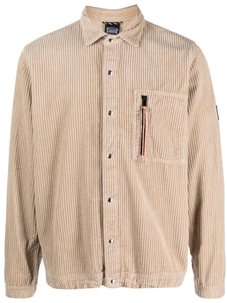 Aries spread-collar corduroy jacket - Neutrals Cover