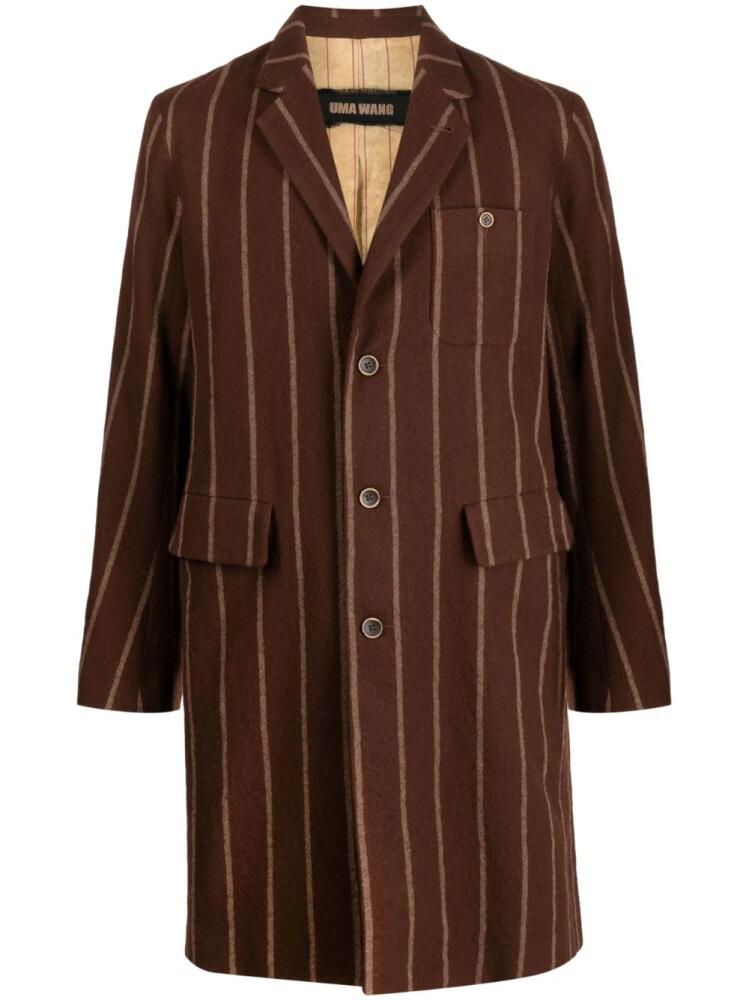 Uma Wang striped single-breasted wool coat - Brown Cover