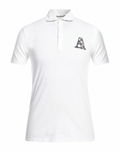 Aquascutum Man Polo shirt White Cotton, Elastane Cover