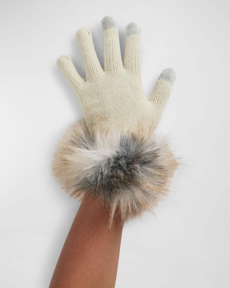 Fabulous Furs Tech Gloves with Faux Fur Trim Cover