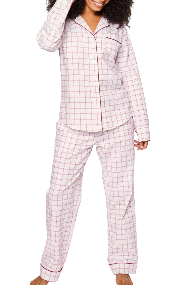 Petite Plume Garnet Tattersall Cotton Pajamas in White Cover