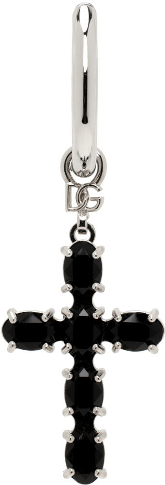 Dolce&Gabbana Silver & Black Creole Single Earring Cover