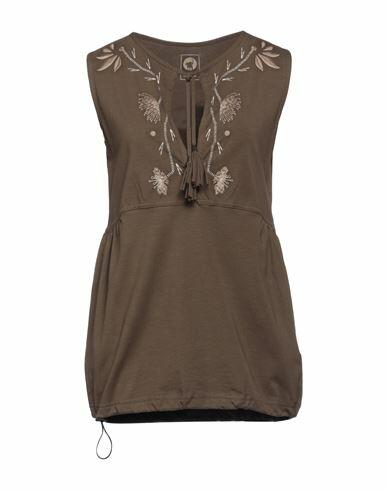 Ciesse Piumini Woman Top Dark brown Cotton, Elastane Cover