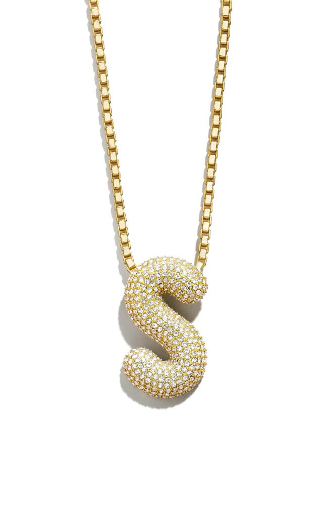 BaubleBar Pavé Crystal Bubble Initial Pendant Necklace in Gold S Cover