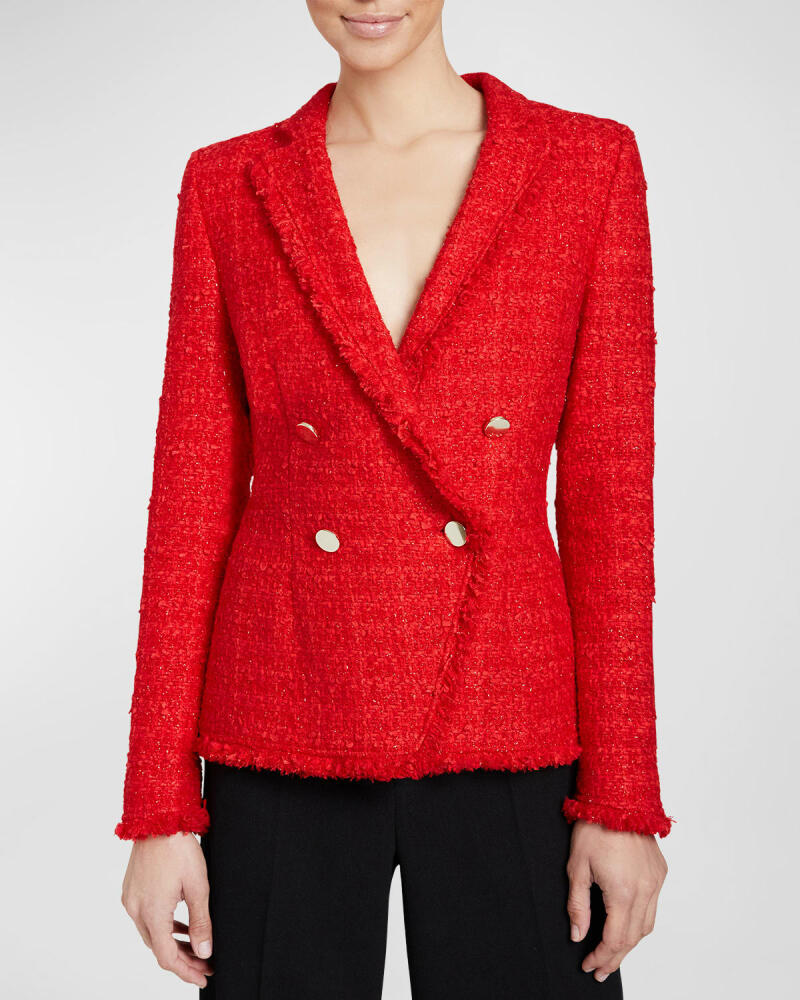 Santorelli Alaia Double-Breasted Shimmer Tweed Jacket Cover