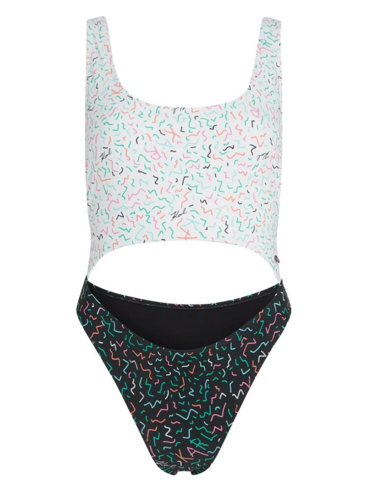 Karl Lagerfeld geometric-print cut-out swimsuit - Black Cover