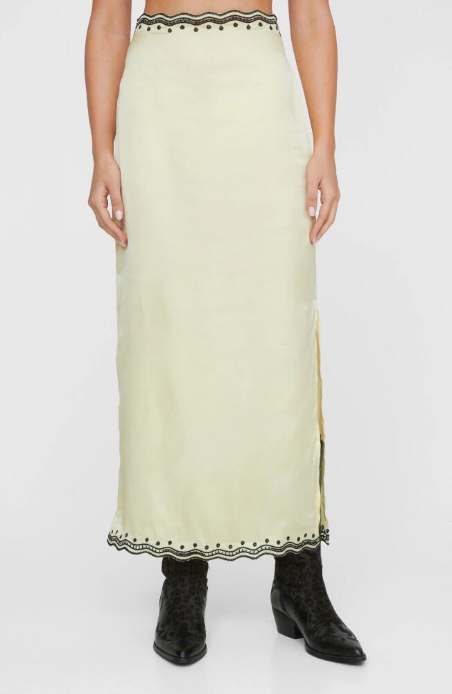 NASTY GAL Scallop Satin Maxi Skirt in Lemon Cover