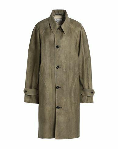 Maison Margiela Woman Overcoat & Trench Coat Military green Linen, Polyurethane coated Cover