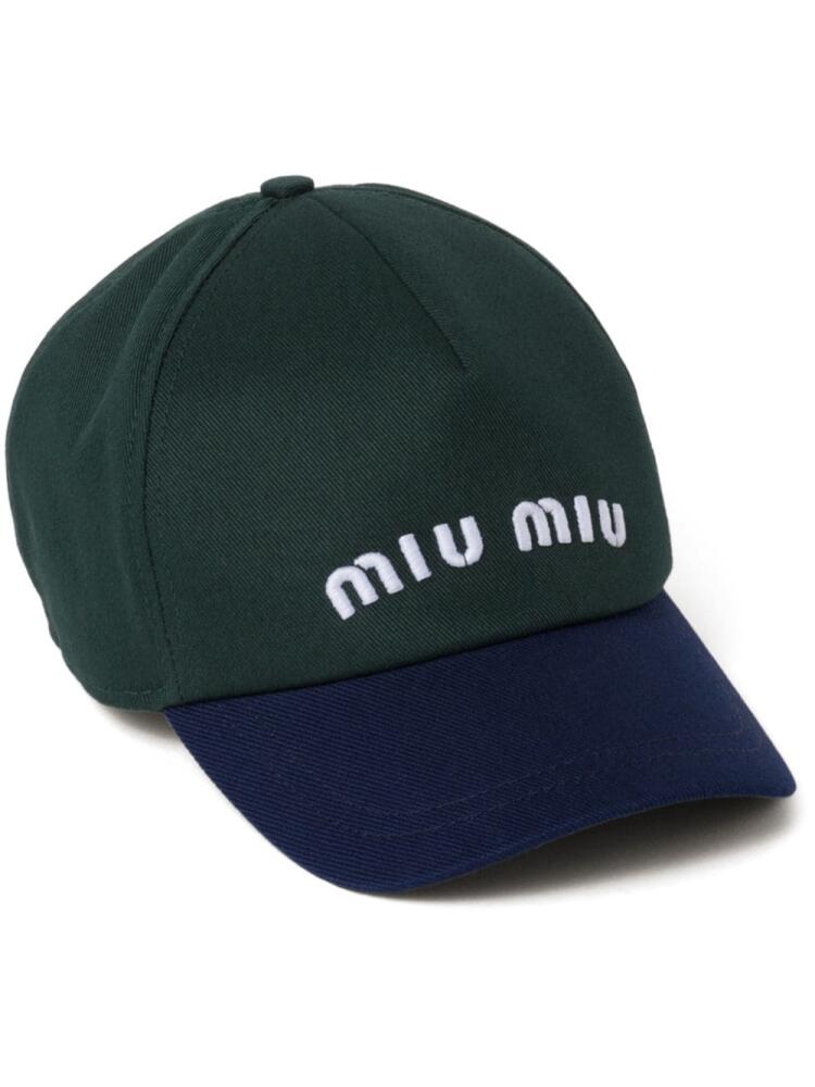 Miu Miu logo-embroidered baseball cap - Green Cover