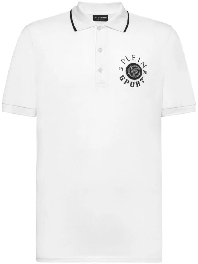 Plein Sport logo-appliqué cotton polo shirt - White Cover