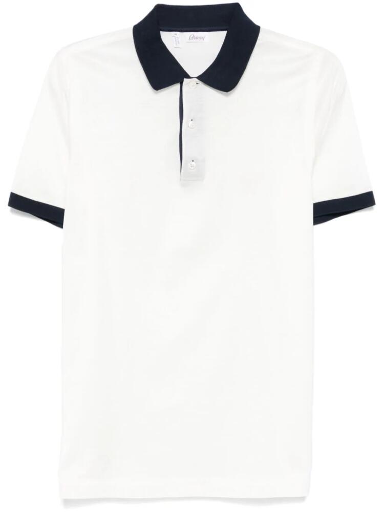 Brioni logo-embroidered polo shirt - White Cover