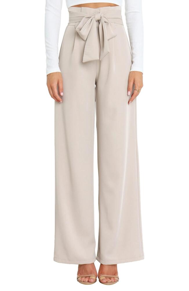 Petal & Pup Kieran Tie Waist Wide Leg Pants in Beige Cover