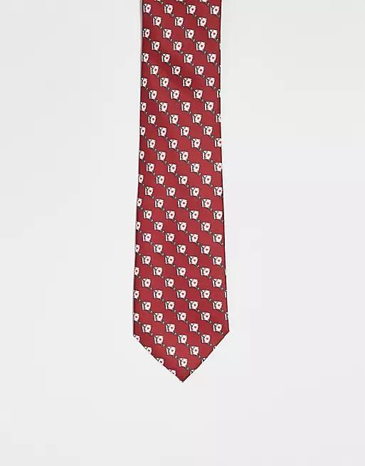 ASOS DESIGN tie with playing card print in red Cover