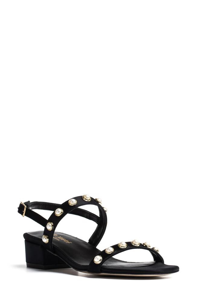 Jon Josef Sawyer Imitation Pearl Sandal in Black Satin Cover