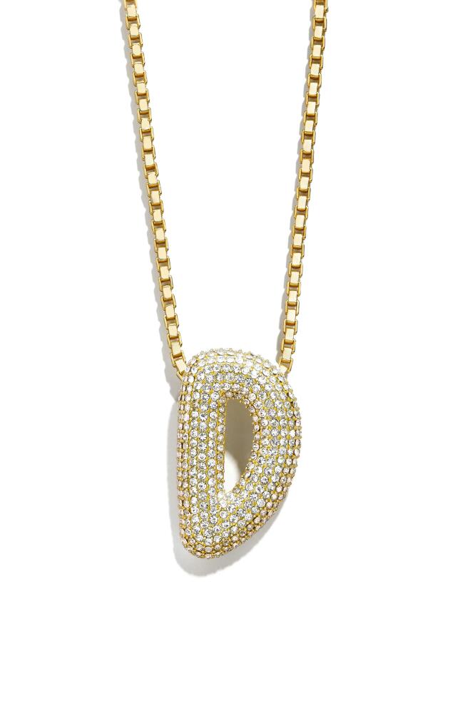 BaubleBar Pavé Crystal Bubble Initial Pendant Necklace in Gold D Cover