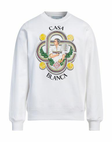 Casablanca Man Sweatshirt White Organic cotton, Polyester, Glass Cover