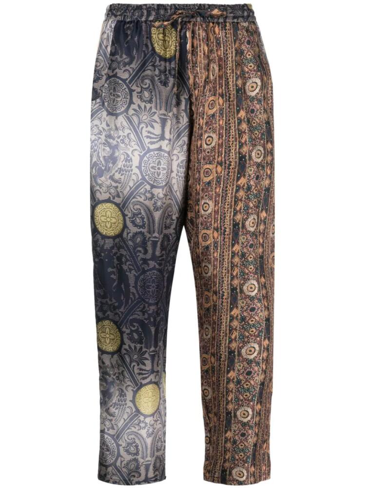 Pierre-Louis Mascia graphic-print silk trousers - Brown Cover