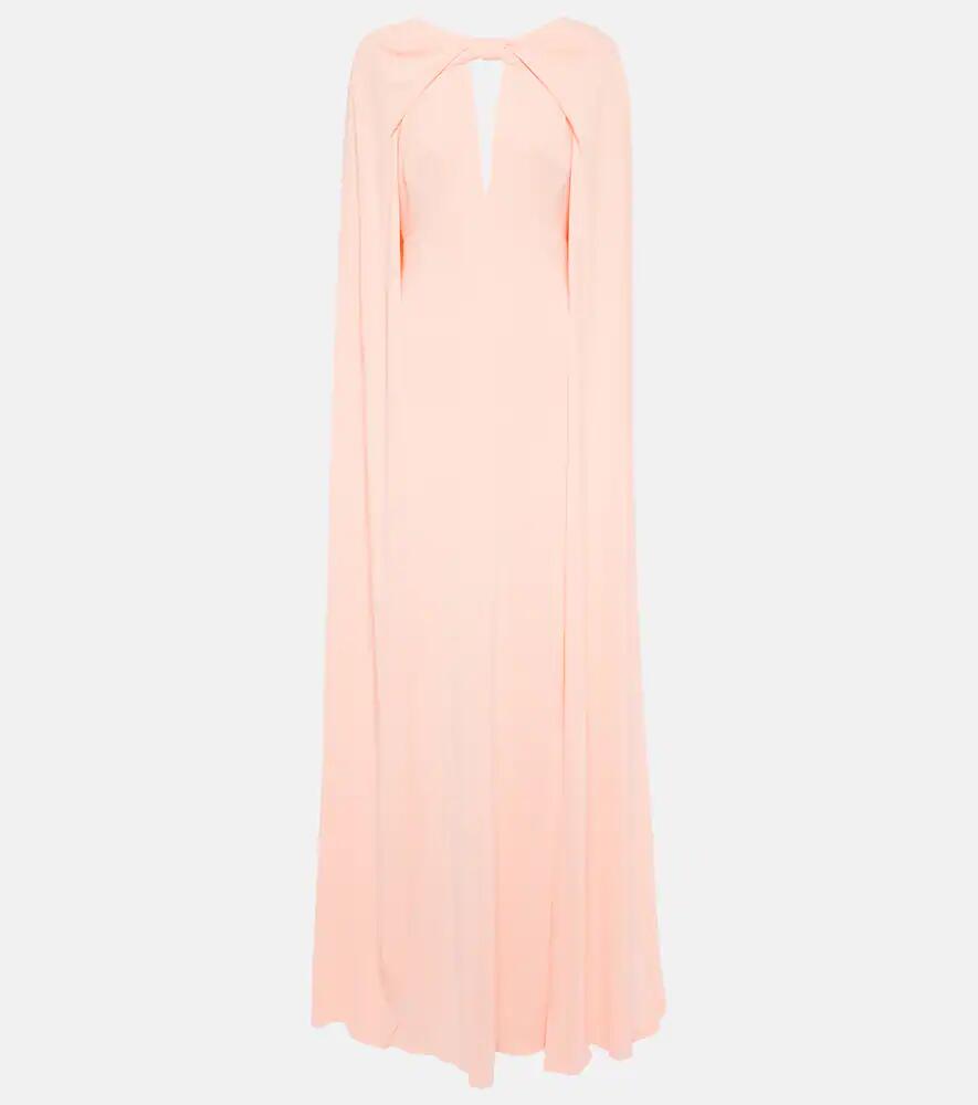 Monique Lhuillier Caped keyhole satin gown Cover