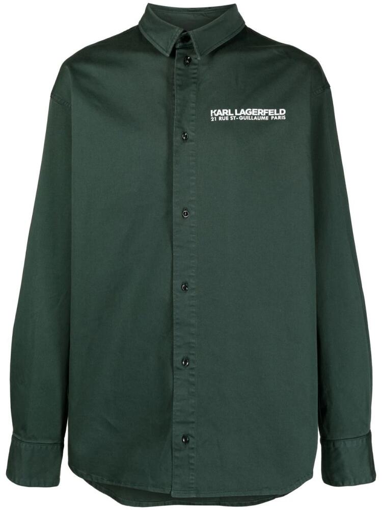 Karl Lagerfeld logo-print long-sleeved shirt - Green Cover