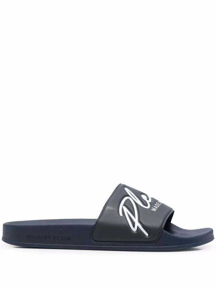 Philipp Plein embossed logo slides - Blue Cover