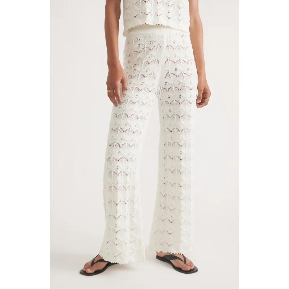 Marine Layer Archive Open Stitch Wide Leg Pants in Cream Cover