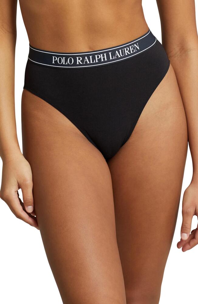 Polo Ralph Lauren High Waist Cotton Blend Tanga Panties in Onyx Cover