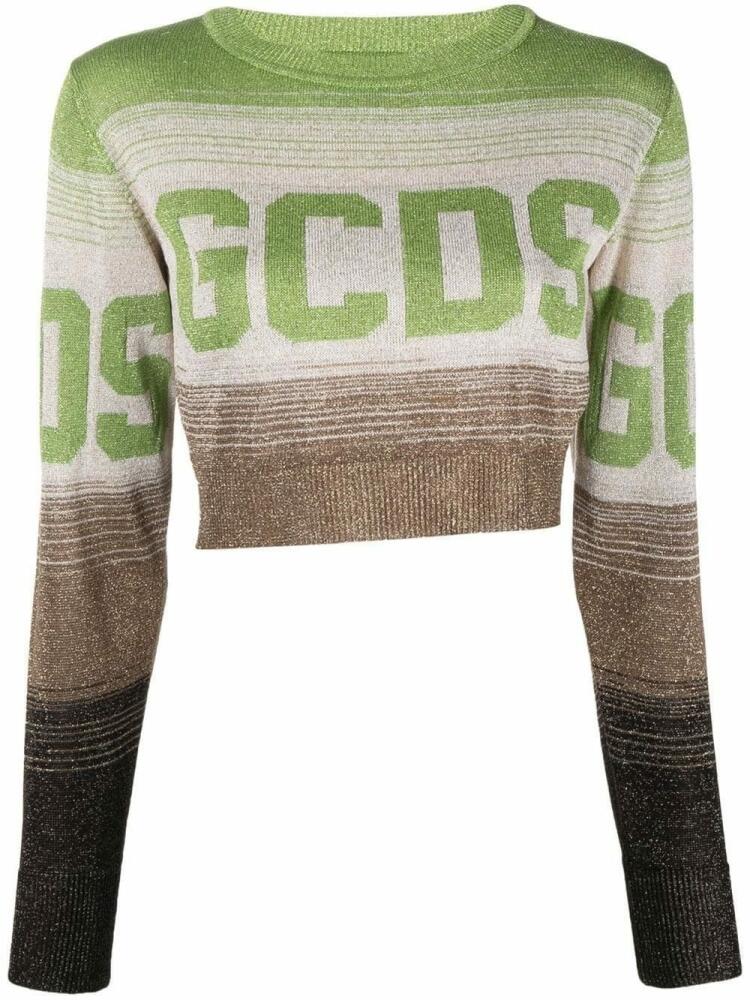 GCDS logo-print ombré cropped jumper - Neutrals Cover