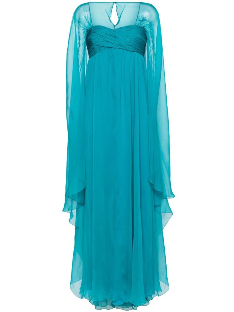 Alberta Ferretti cape-design chiffon gown - Blue Cover