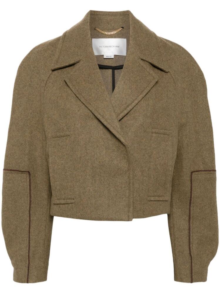 Victoria Beckham croped wool peacoat - Green Cover