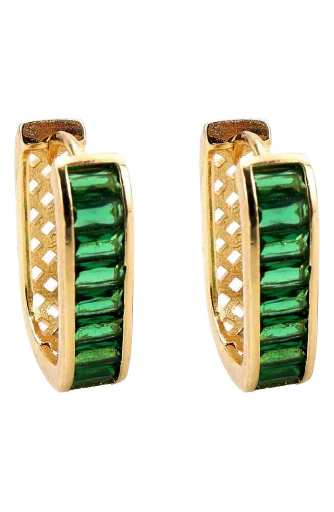 Panacea Baguette Crystal Square Hoop Earrings in Green Cover