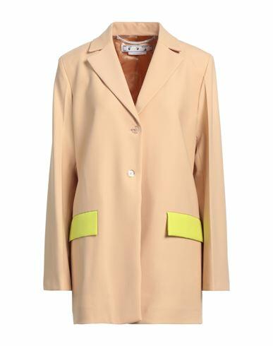 Off-white Woman Blazer Sand Polyester, Virgin Wool, Lycra Cover