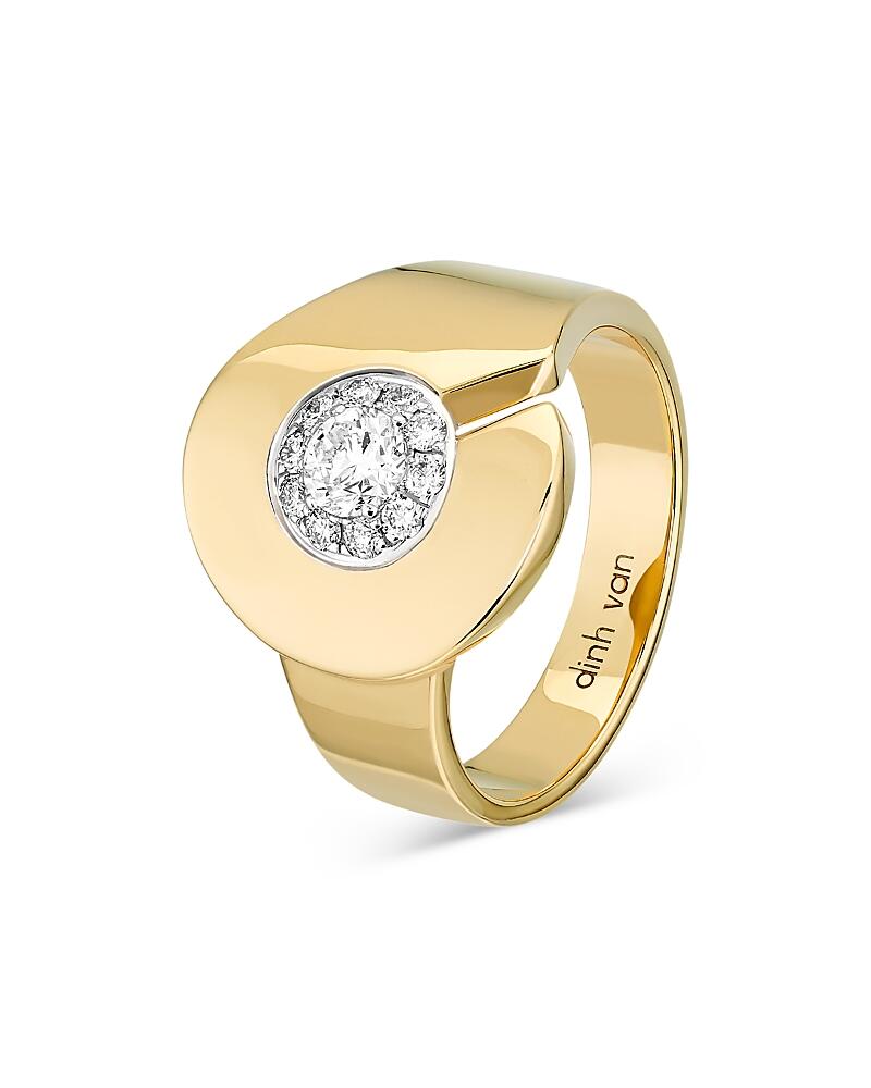 Dinh Van 18K Yellow Gold Menottes Diamond Ring Cover