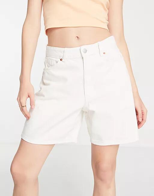 Monki denim shorts in ecru-White Cover