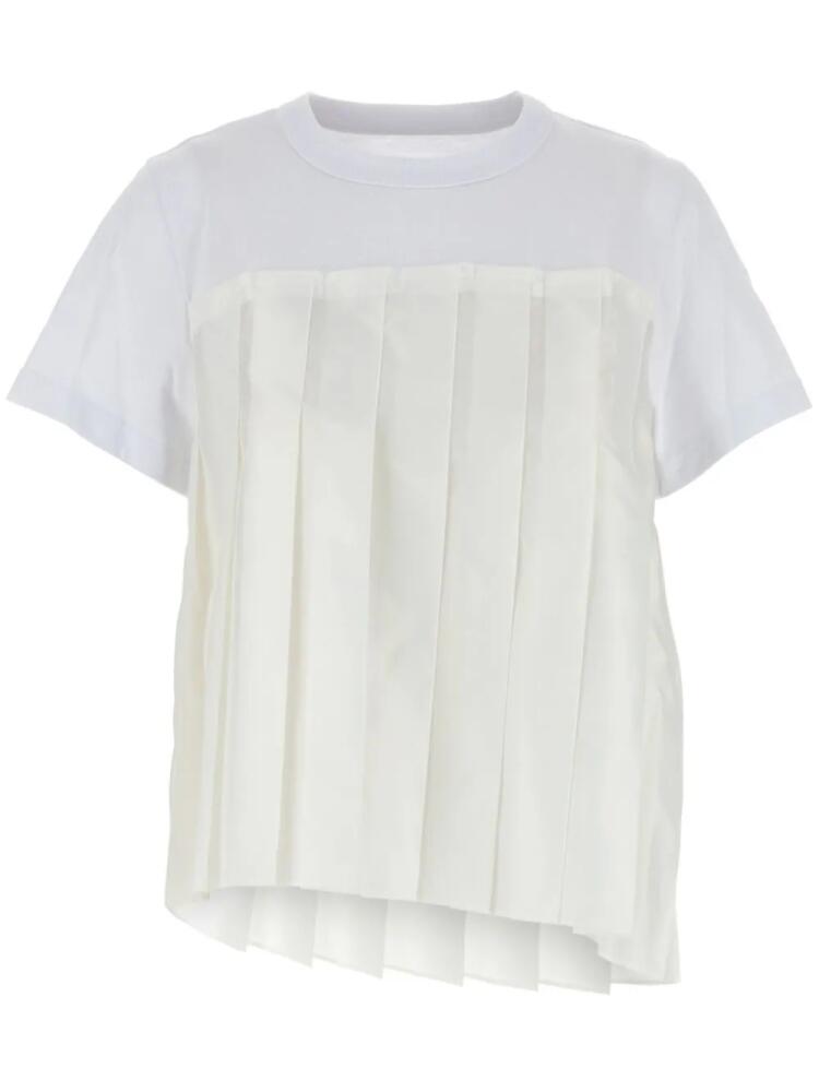 sacai pleated T-shirt - White Cover