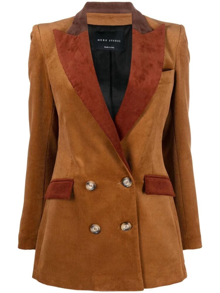 Hebe Studio contrast-lapel double-breasted jacket - Brown Cover