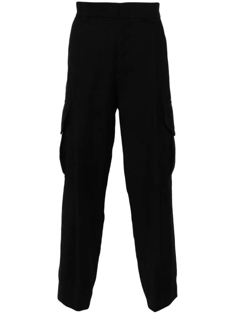 Giorgio Armani single-pleat crinkle cargo trousers - Black Cover