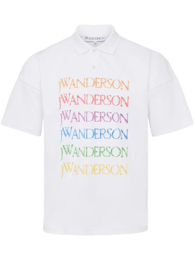 JW Anderson logo-print cotton polo shirt - White Cover