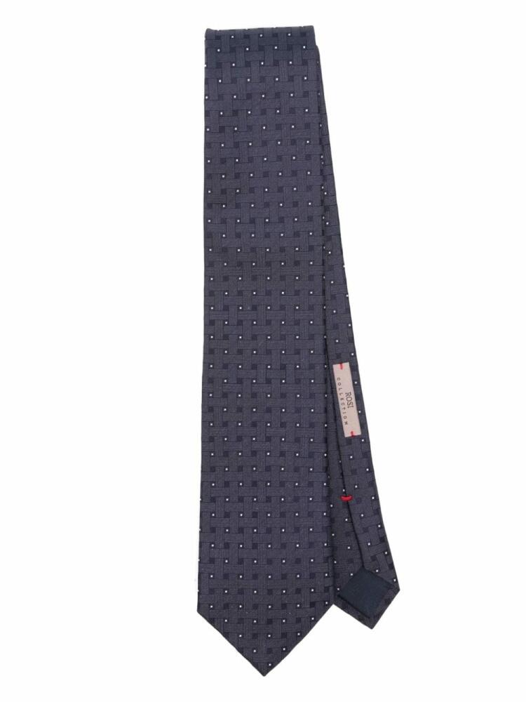 Lady Anne patterned-jacquard tie - Blue Cover