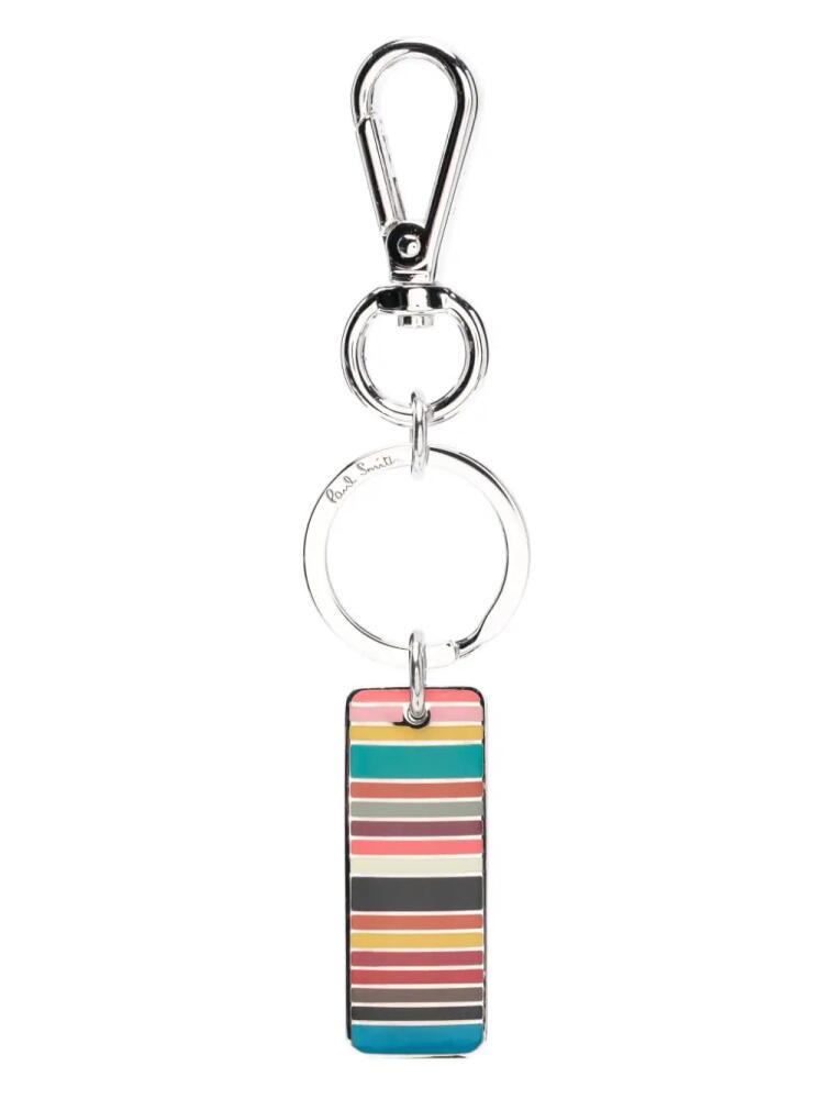 Paul Smith Signature Stripe Tag keyring - Silver Cover