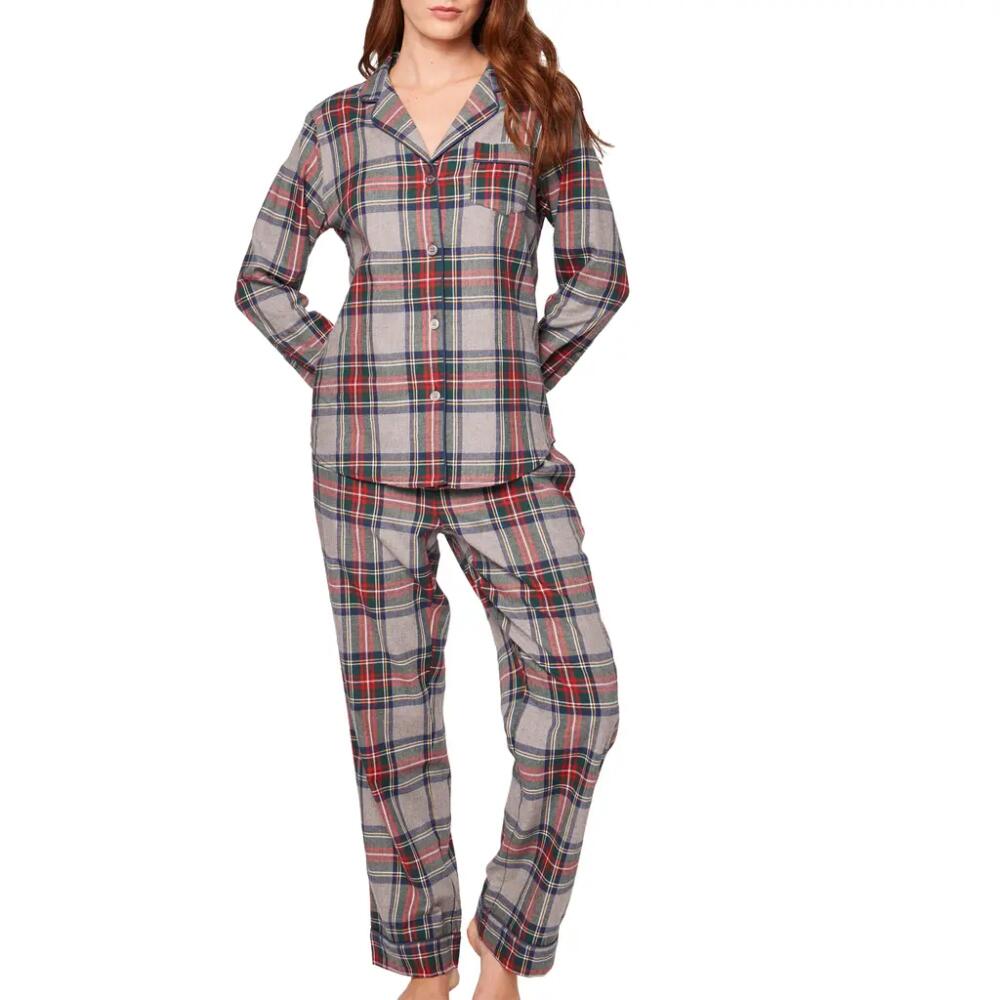 Petite Plume Westminster Tartan Cotton Pajamas in Grey Cover