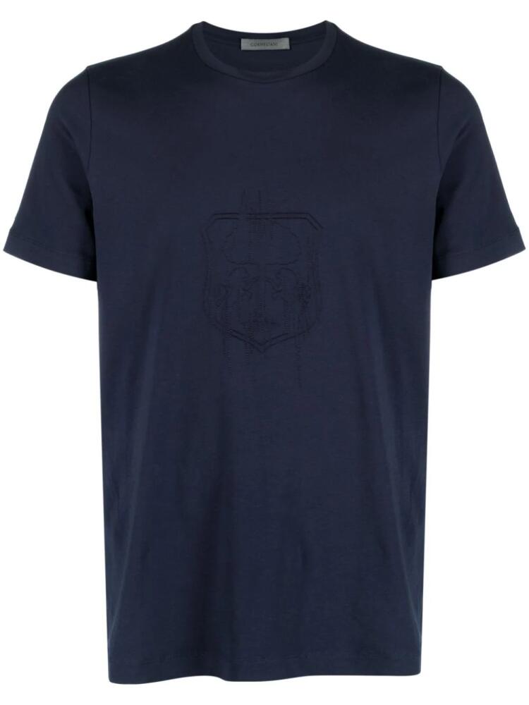 Corneliani logo-embroidered stretch-cotton T-shirt - Blue Cover