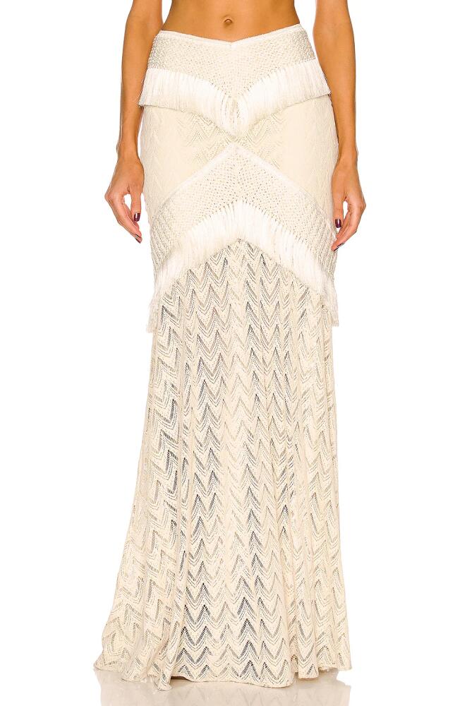 PatBO Fringe Trim Maxi Skirt in Cream Cover