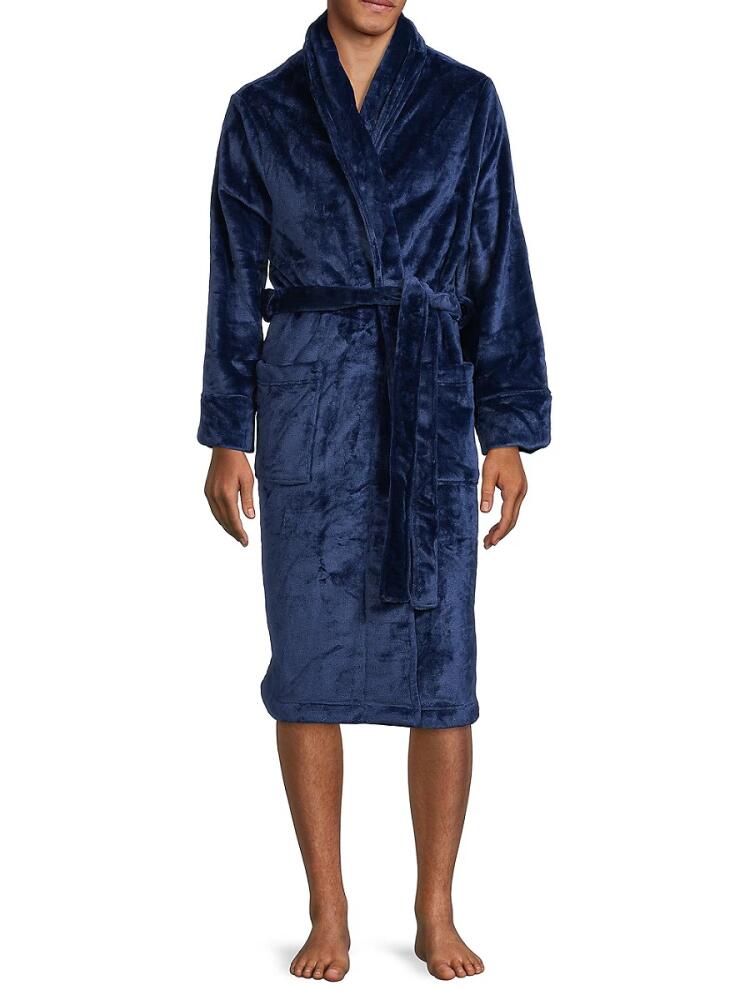 Saks Fifth Avenue Men's Plush Velvet Robe - Navy Cover