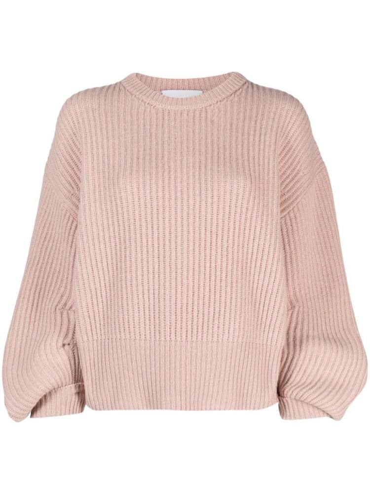 Nude ribbed-knit crew-neck jumper - Pink Cover