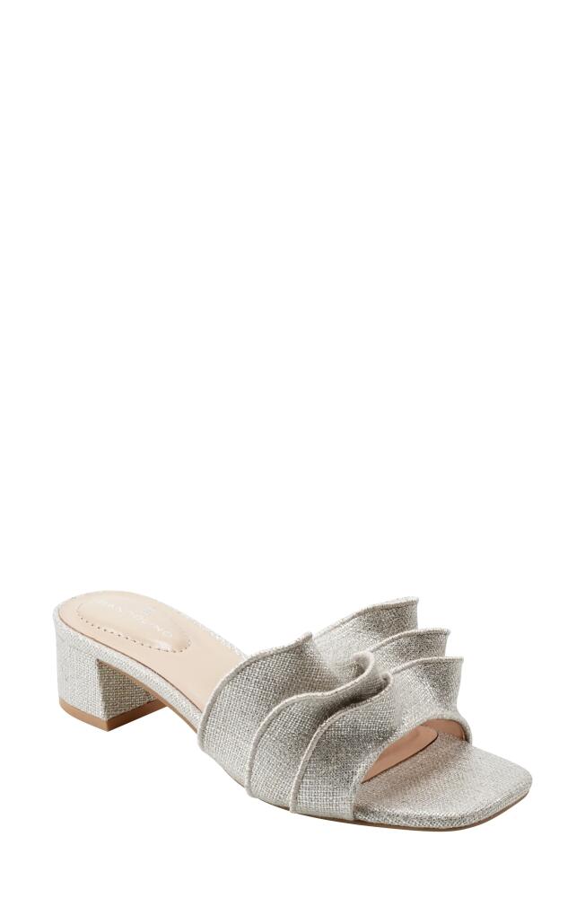 Bandolino Rista Metallic Ruffle Slide Sandal in Silver Cover