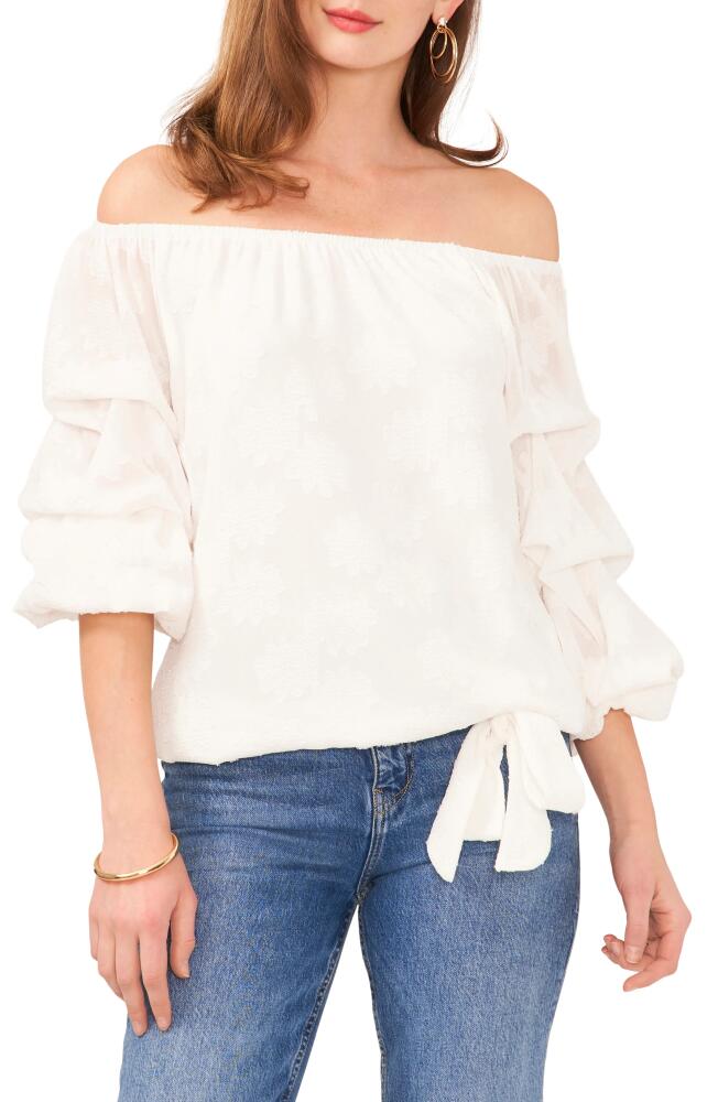 Vince Camuto Fleur Clip Jacquard Off the Shoulder Top in New Ivory Cover