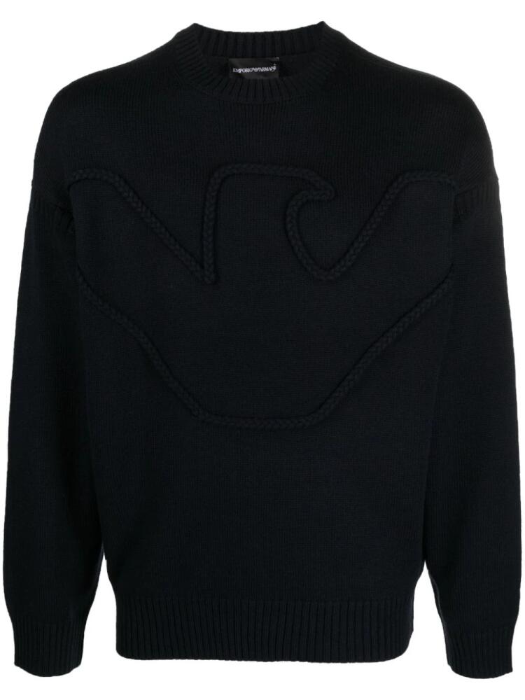 Emporio Armani braided embossed-logo jumper - Blue Cover