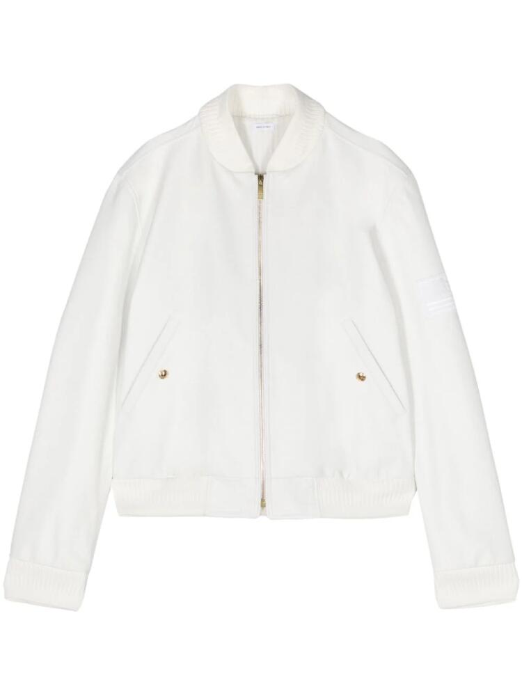 Thom Browne flag-patch leather bomber jacket - White Cover